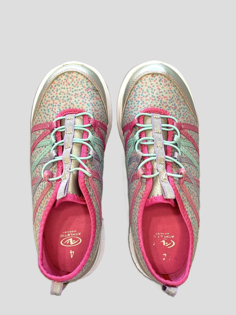 Like New Athletic Works Girls Sneakers Sparkly Lightweight Slip-on Size 4